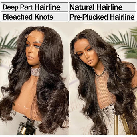 180% Density 13x4 Lace Transparent Frontal Wig Body Wave