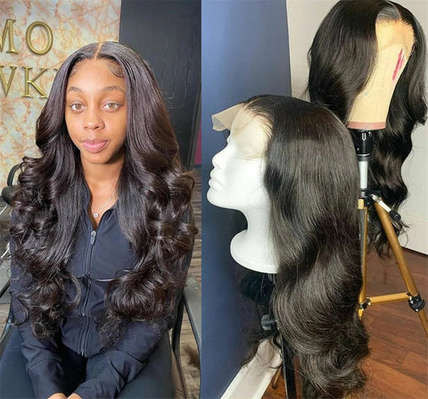 180% Density 13x4 Lace Transparent Frontal Wig Body Wave