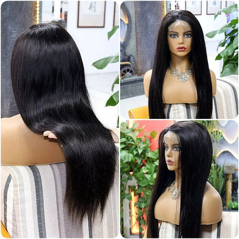 180% Density 13x4 Lace Transparent Frontal Wig Straight Hair