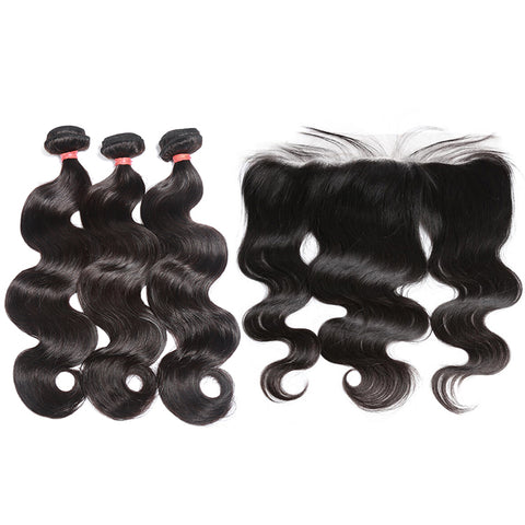 Burmese Hair 3 Bundle With Frontal Body Wave Hair