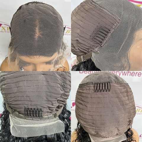 13x6 Short Lace Front Human Hair Bob Wig Water Wave Wig