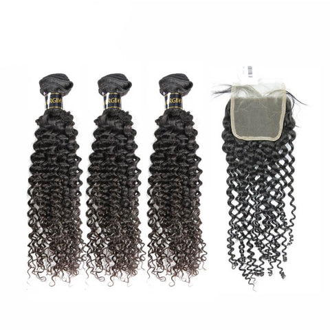 Burmese Hair 3 Bundle With 5x5 HD Closure Burmese Curly Hair